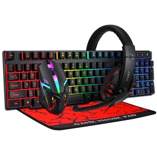 Extralink Gaming Set TF800 4in1 | Zestaw klawiatura + mysz + słuchawki + podkładka | podświetlenie LED 0