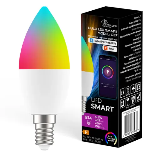 EXTRALINK SMARTLIFE ŻARÓWKA LED E14 C37 2700-6500K WIFI 220-240V 0