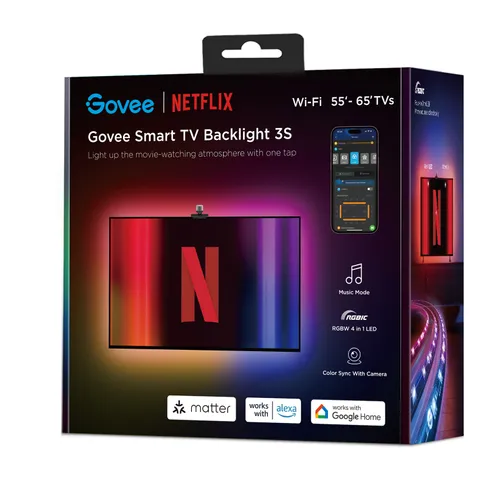 Govee H6098 Envisual TV Backlight Netflix Co-branding Version | Faixa de LED | luz de fundo para TV de 55-65 polegadas, RGBIC, Wi-Fi + Bluetooth 1