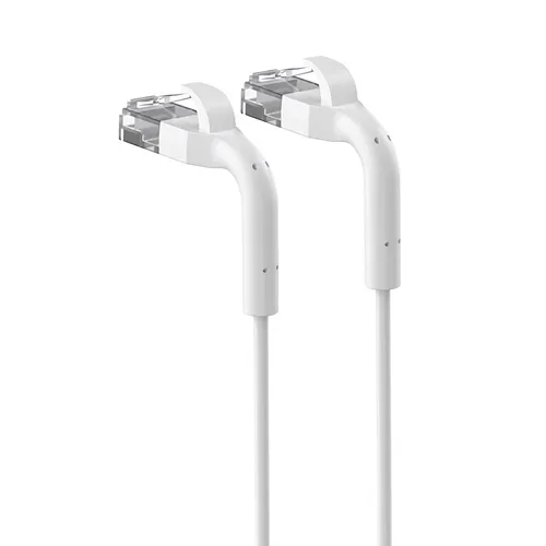 Extralink LAN Patchcord Cat.6 U/FTP 1m 1Gbps White Copper Network Cable Twisted Pair, Angled Connector 0