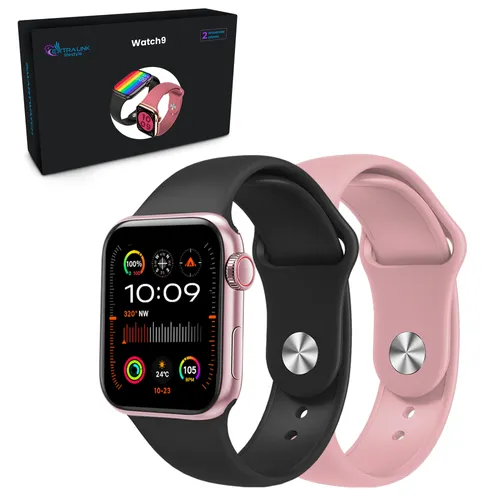 EXTRALINK LIFESTYLE SMARTWATCH WATCH9 PINK CASE + BLACK/PINK BAND 0