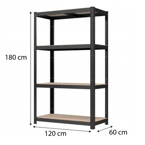 EXTRALINK REGAŁ 4-POZIOMOWY 180X120X60 CZARNY 500 KG PRO-0667 2