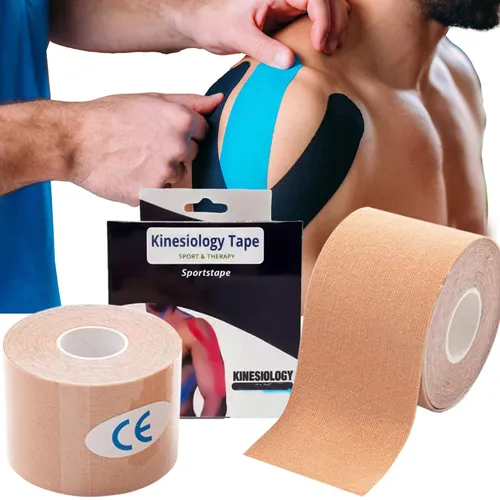Cinta de Kinesiología Extralink, cinta deportiva pro 5mx5cm beige 0
