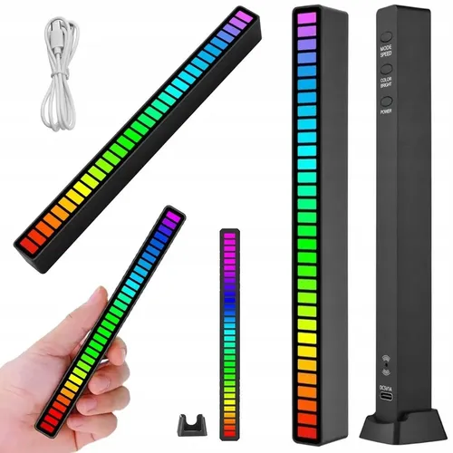 Extralink | Светодиодная лампа USB RGB | реакция на звук, полоска с аккумулятором, черная 0