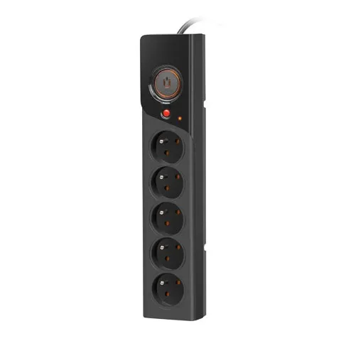 ARCON Z5 PROTECTING POWER STRIP 5X SOCKETS, 5M CABLE, BLACK 0