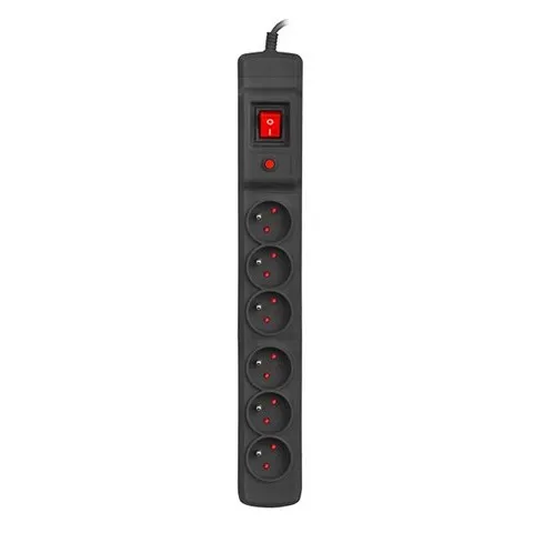 Arcon M6 3m Czarna | Listwa zasilająca | przeciwprzepięciowa, 6 gniazd, przewód 3m 1
