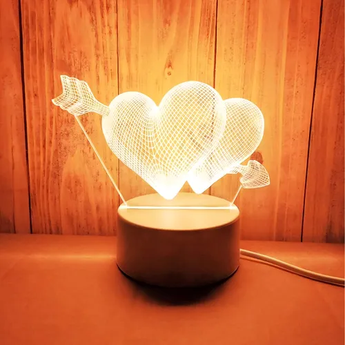 EXTRALINK HOME LAMPKA NOCNA PRZEBITE SERCA 3D ILUZJA OPTYCZNA DO SYPIALNI USB 1