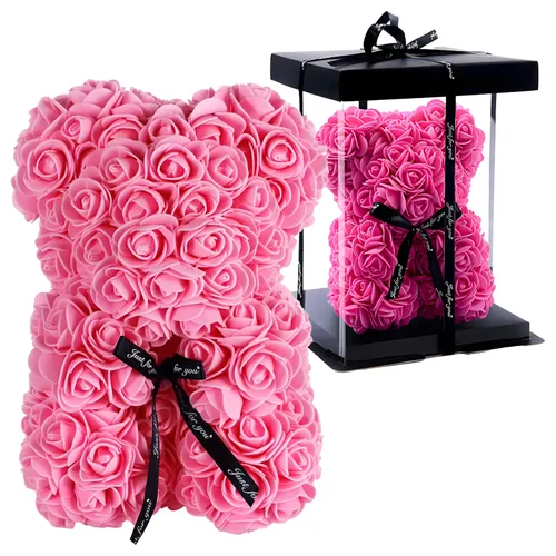 EXTRALINK HOME MIŚ Z RÓŻ LED ZESTAW RÓŻA ZESTAW 25CM RÓŻOWY W-1497 0