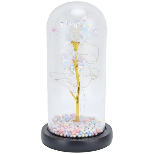 EXTRALINK HOME WIECZNA RÓŻA W SZKLE ŚWIECĄCA LED BIAŁA W-1496 1