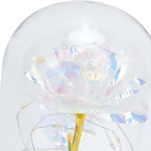 EXTRALINK HOME WIECZNA RÓŻA W SZKLE ŚWIECĄCA LED BIAŁA W-1496 4