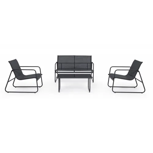 Juego de Muebles de Jardín Black Forest, Textilene Dos Sillas + Tumbona + Mesa Plegable Negra 1