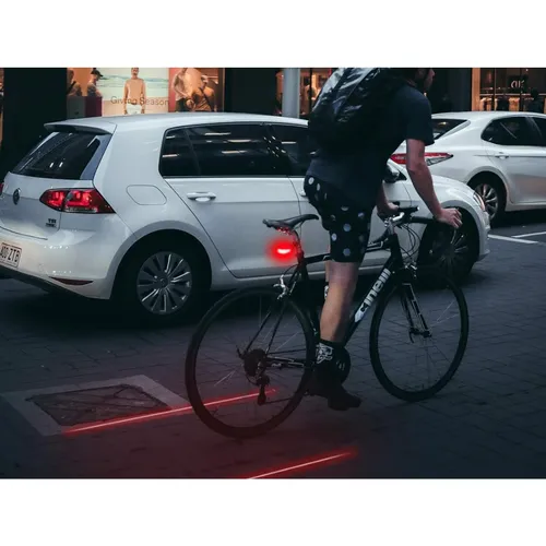 EXTRALINK LAMPKA ROWEROWA TYLNA LASEROWA 5 LED WYZNACZAJĄCA LINIE - 14498 7