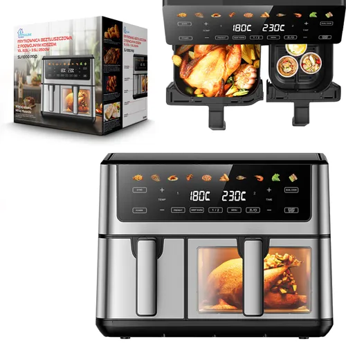 Extralink Home Air Fryer SJ-1000 PRO 10L EU | Фритюрница | (6.5L+3.5L) 2500W 0