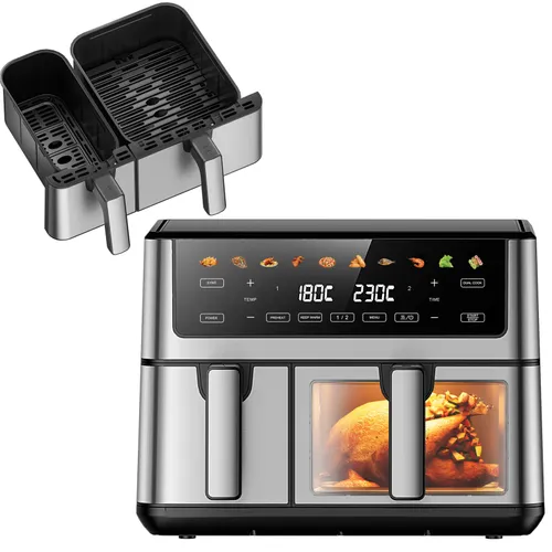 Extralink Home Air Fryer SJ-1000 PRO 10L EU | Фритюрница | (6.5L+3.5L) 2500W 2