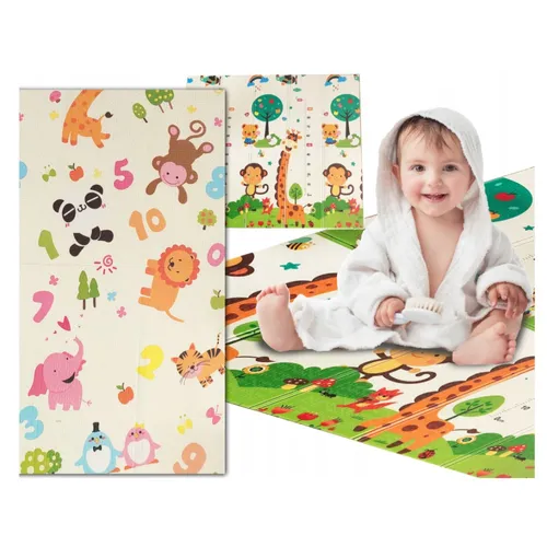 EXTRALINK DWUSTRONNA MATA EDUKACYJNA STYMULUJĄCA 180x200x1 CM SKŁADANA ZWIERZĘTA-CYFRY + TORBA - 4367 2