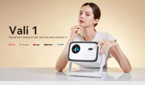 Wanbo Vali 1 Biały | Projector | Full HD, 900 ANSI, Android TV 11, Gimbal 2