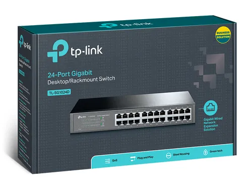 TP-Link TL-SG1024D | Switch | 24x RJ45 1000Mb/s, Rack/Desktop, No gestionado Auto-NegocjacjaTak