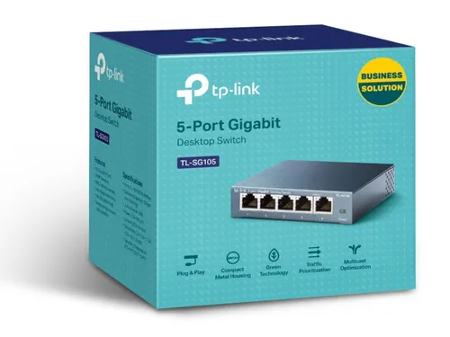 TP-Link TL-SG105 | Switch | 5x RJ45 1000Mb/s, Desktop, Niezarządzalny Standard sieci LANGigabit Ethernet 10/100/1000 Mb/s