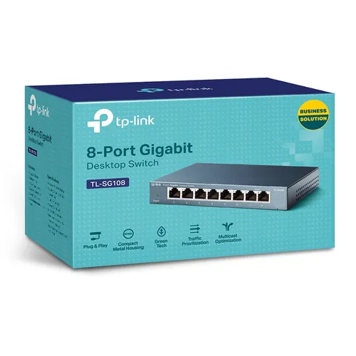 TP-Link TL-SG108 | Switch | 8x RJ45 1000Mb/s, Desktop, Nao gerenciado  Automatyczne MDI/MDI-XTak