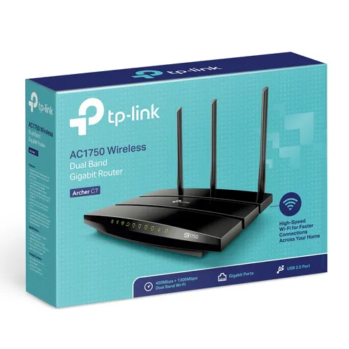TP-Link Archer C7 | Router WiFi | AC1750, Dual Band, 5x RJ45 1000Mb/s, 1x USB CertyfikatyCE, FCC, RoHS