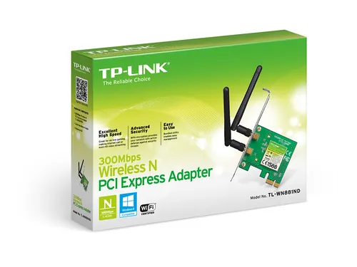 TP-Link TL-WN881ND | WiFi Network adapter | N300, PCI Express, 2x 2dBi Certyfikat środowiskowy (zrównoważonego rozwoju)RoHS