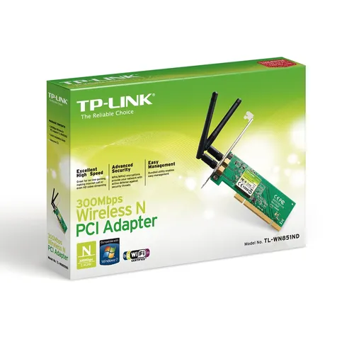 TP-Link TL-WN851ND | Placa de rede WiFi | N300, PCI, 2x 2dBi Certyfikat środowiskowy (zrównoważonego rozwoju)RoHS