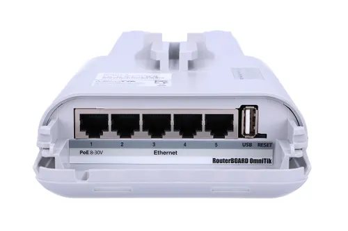 MikroTik OmniTIK 5 | Access point | RBOmniTIKU-5HnD, 5GHz, 5x RJ45 100Mb/s Funkcje antenyZintegrowana antena