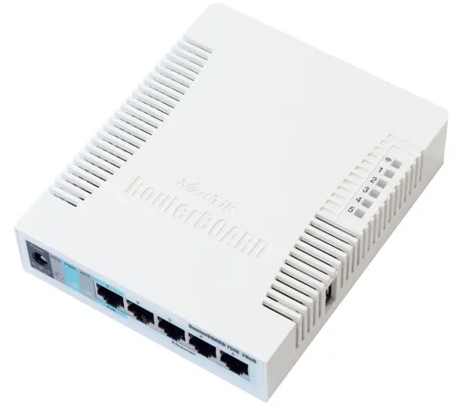 MikroTik RB751G-2HnD | WiFi Router | 2,4GHz, 5x RJ45 1000Mb/s, 1x USB Standardy sieci bezprzewodowejIEEE 802.11n