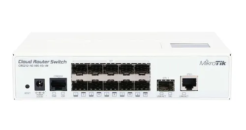 MicroTik CRS212-1G-10S-1S+IN | Schalter | 1x RJ45 1000Mbps, 1x SFP+, 10x SFP Ilość portów LAN1x [10/100/1000M (RJ45)]
