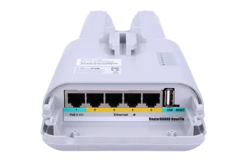 MikroTik OmniTIK 5 PoE | Punkt dostępowy | RBOmniTikUPA-5HnD, 5GHz, 5x RJ45 100Mb/s Funkcje antenyZintegrowana antena