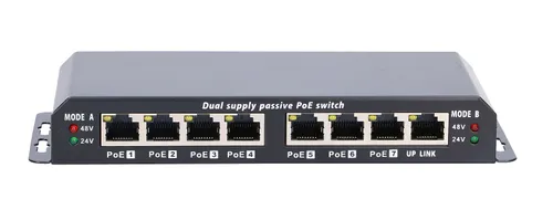 Extralink 8-7 PoE | Switch PoE | 7x 100Mb/s PoE, 1x Uplink RJ45, Zdroj napájení 24V 2.5A Ilość portów LAN8x [10/100M (RJ45)]
