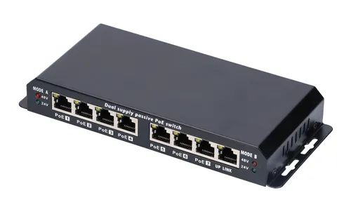 Extralink 8-7 PoE | Switch PoE | PoE de 7x 100 Mb / s, 1x Uplink RJ45, fonte de alimentaçao de 24 V 2,5 A Standard sieci LANFast Ethernet 10/100Mb/s