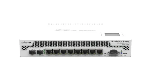 MIKROTIK CCR1009-8G-1S-1S+ PC Cloud Core Router 1GHz, 2GB RAM, 8xGigabit Ethernet, 1xSFP, 1xSFP+, 1xMicroUSB, 1xRS232, Level 6 Typ obudowyMetalowa