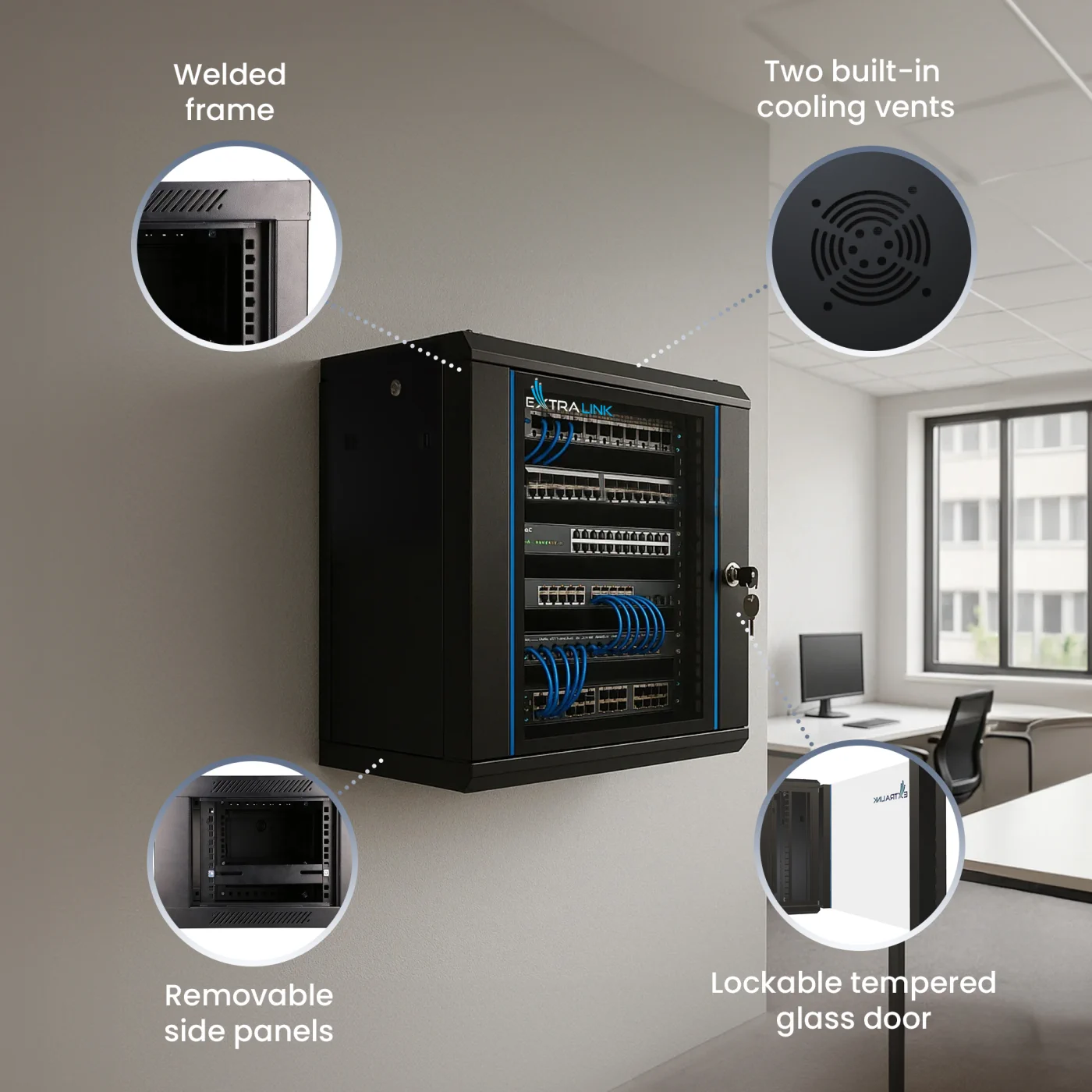 EXTRALINK 4U 600X450 WALL-MOUNTED