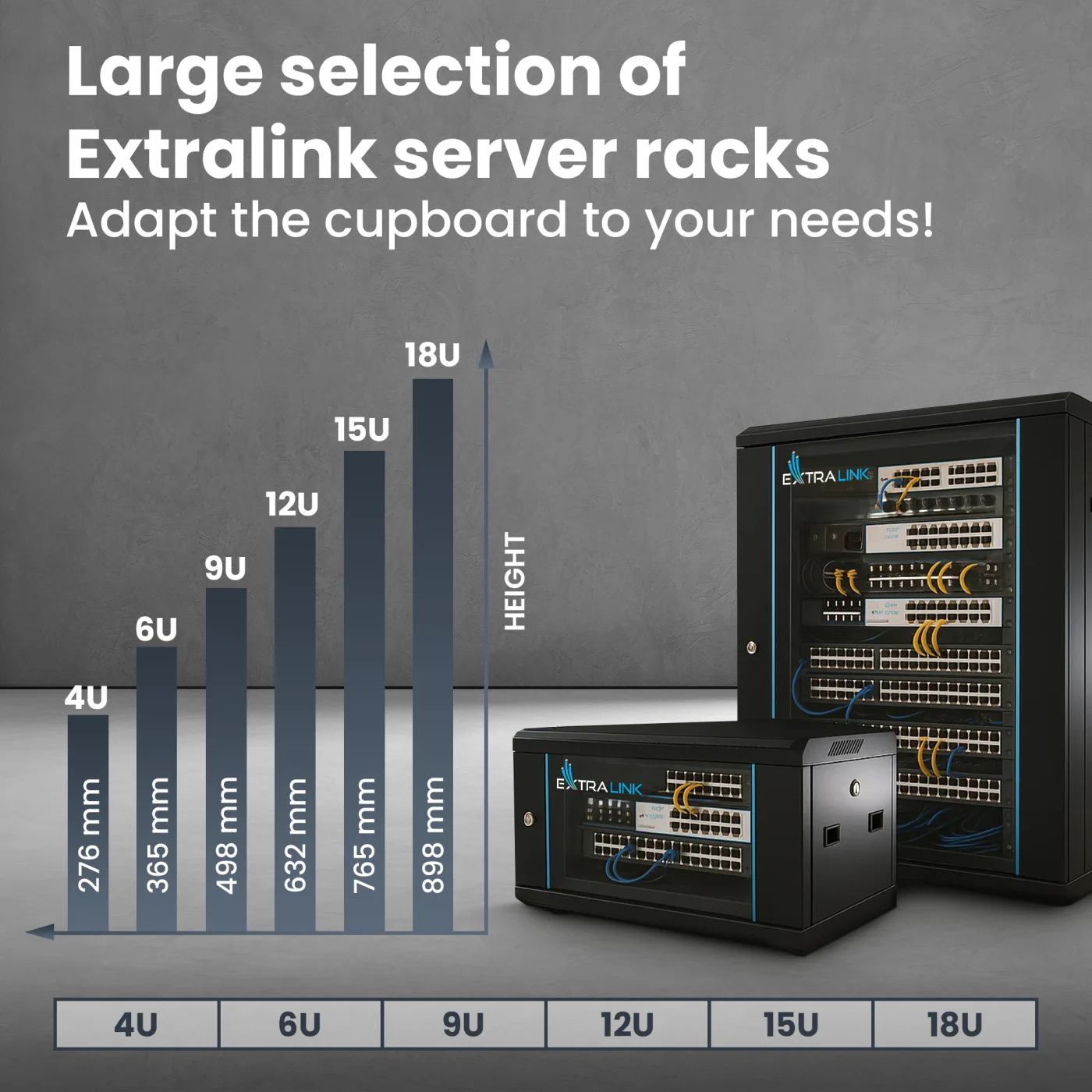 Extralink 12U 600x450 Black | rack cabinet | wall-mounted.