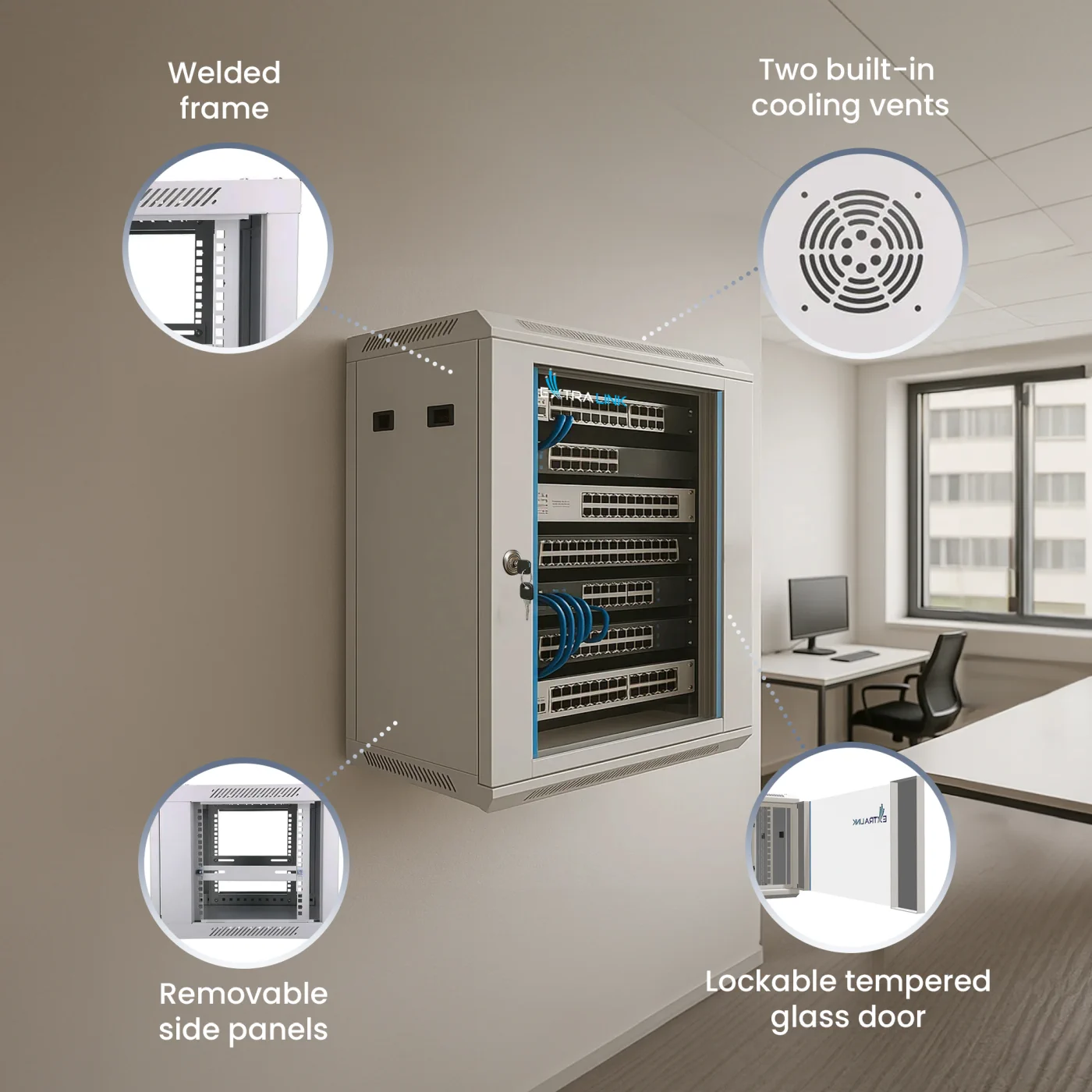EXTRALINK 6U 600X600 WALL-MOUNTED
