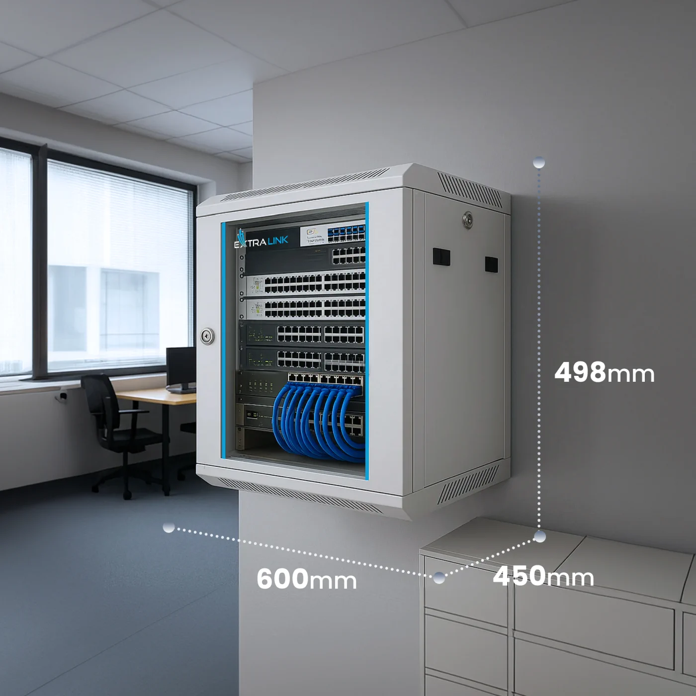 Extralink 9U 600x450 Grey | rack cabinet | wall-mounted.