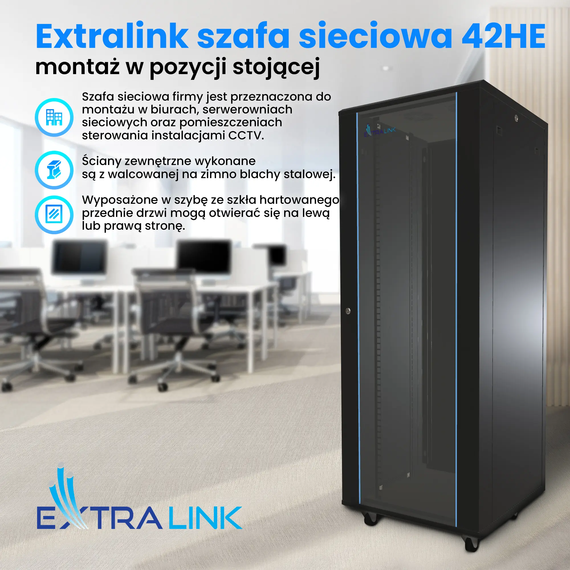 Extralink 42u 600x800 Black Rackmount