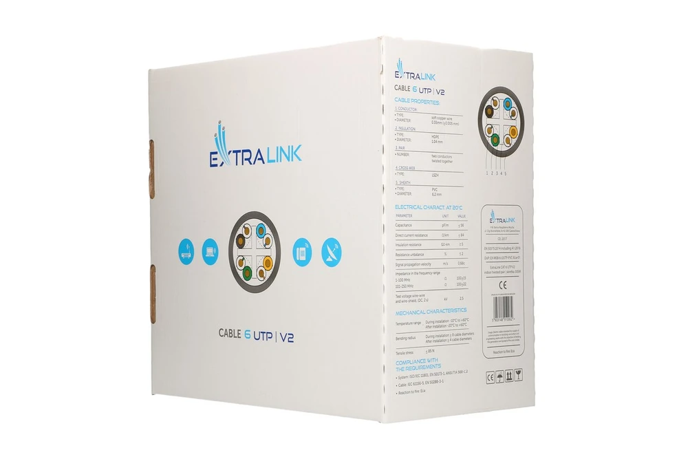EXTRALINK CAT6 UTP (U/UTP) V2 INDOOR TWISTED PAIR 305M