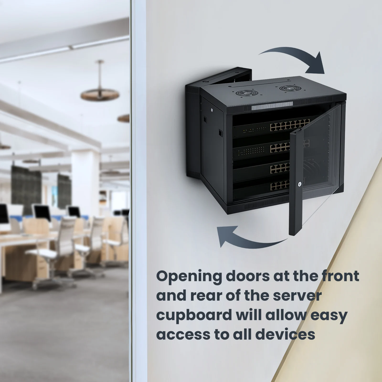 Extralink 12U 600x600 AZH Black | rack cabinet | wall-mounted, two-section.
