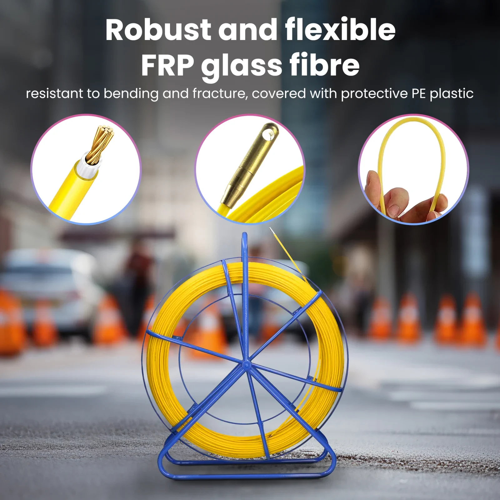 Extralink Pilot 4.5mm 100m | Pilot for cable pulling | FRP fiberglass, 4.5mm diameter, 100m length, yellow