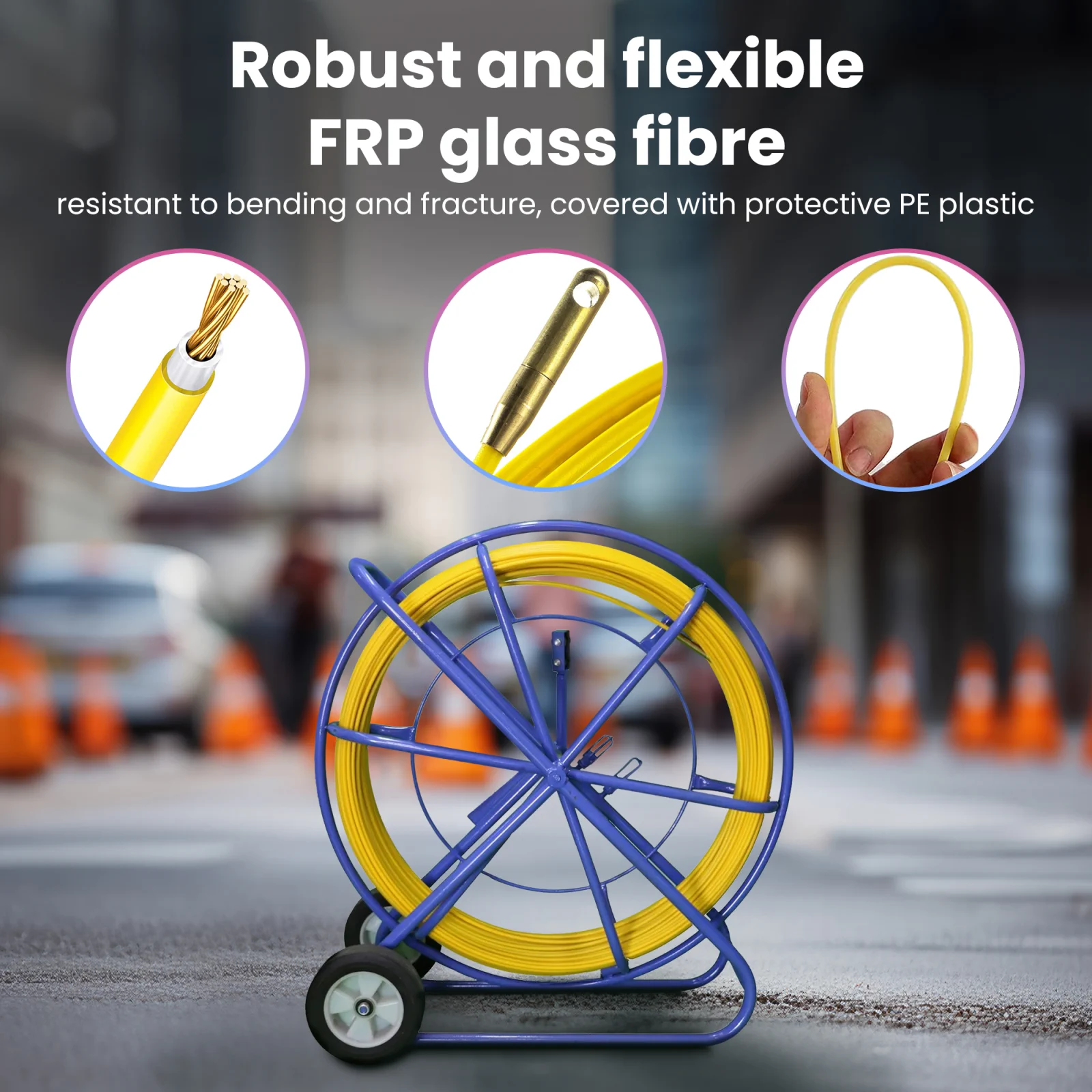 Extralink Pilot 8mm 150m | Pilot for pulling cables | FRP fiberglass, diameter 8mm, length 150m, yellow