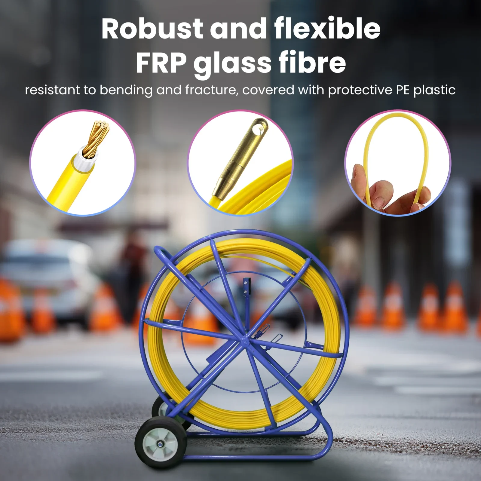 Extralink Pilot 9mm 200m | Pilot for cable pulling | FRP fiberglass, diameter 9mm, length 200m, yellow
