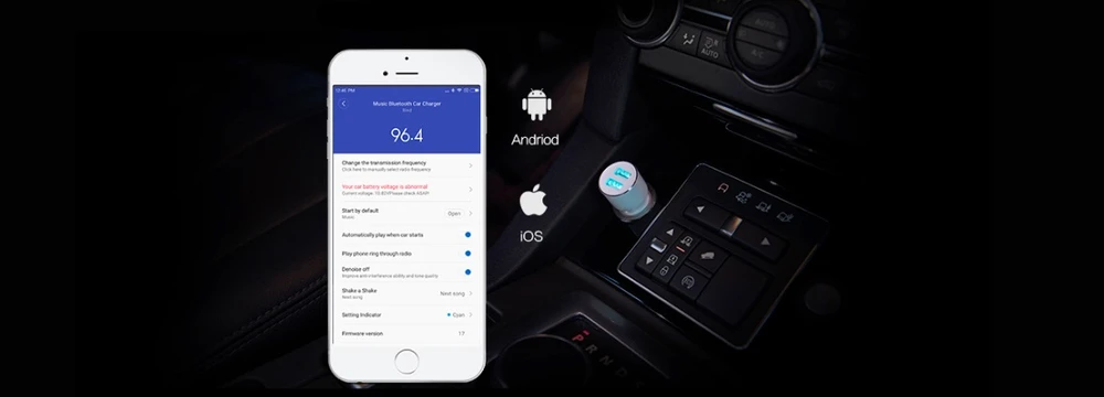 Roidmi 3S Bluetooth Music Car Charger Bezprzewodowa transmisja muzyki przez Bluetooth