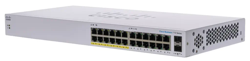 CISCO CBS110-24PP 24-PORT 10/100/1000 SWITCH WITH 12 POE PORTS, 100W, UNMANAGED