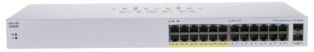 CISCO CBS110-24PP 24-PORT 10/100/1000 SWITCH WITH 12 POE PORTS, 100W, UNMANAGED