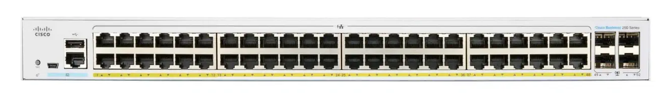 CISCO CBS250-48PP-4G 48-PORT 10/100/1000 POE SWITCH, 4X SFP, 195W