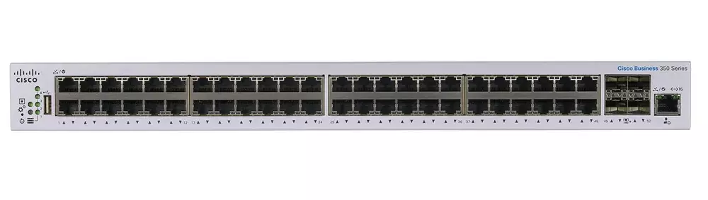 Conmutadores PoE Cisco CBS350-48T-4X | Switch | 48x RJ45 1000Mb/s, 4x SFP+,  Rack