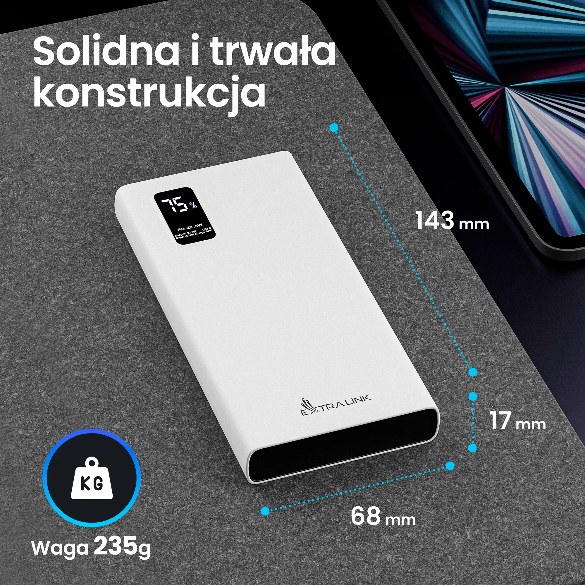 EXTRALINK EPB-067W 10000MAH FAST CHARGING POWER BANK BLACK