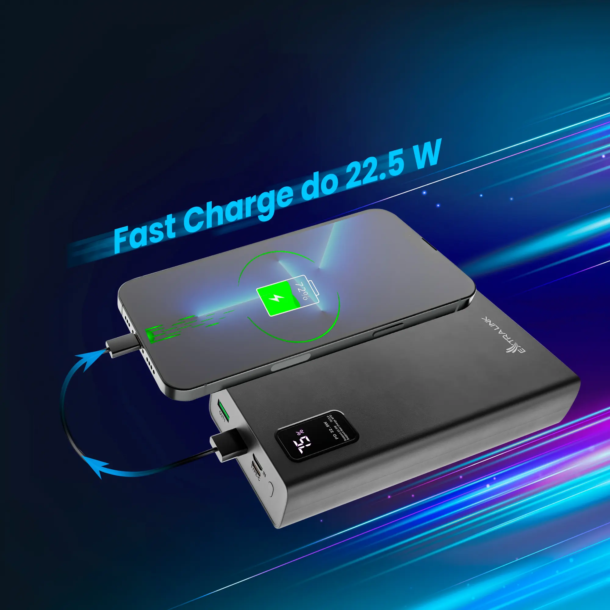 EXTRALINK EPB-068 20000MAH FAST CHARGING POWER BANK BLACK